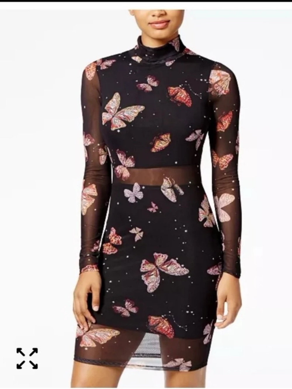 Material Girl Black Dress with Butterfly Design